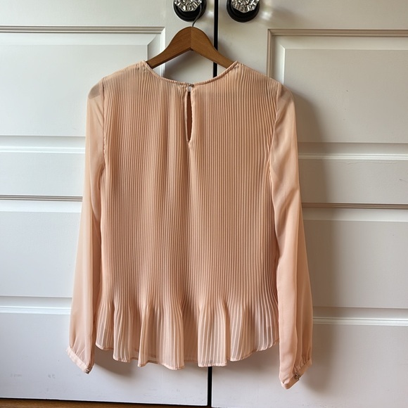 Zara Peach Pleated Blouse Size Large - Picture 3 of 5